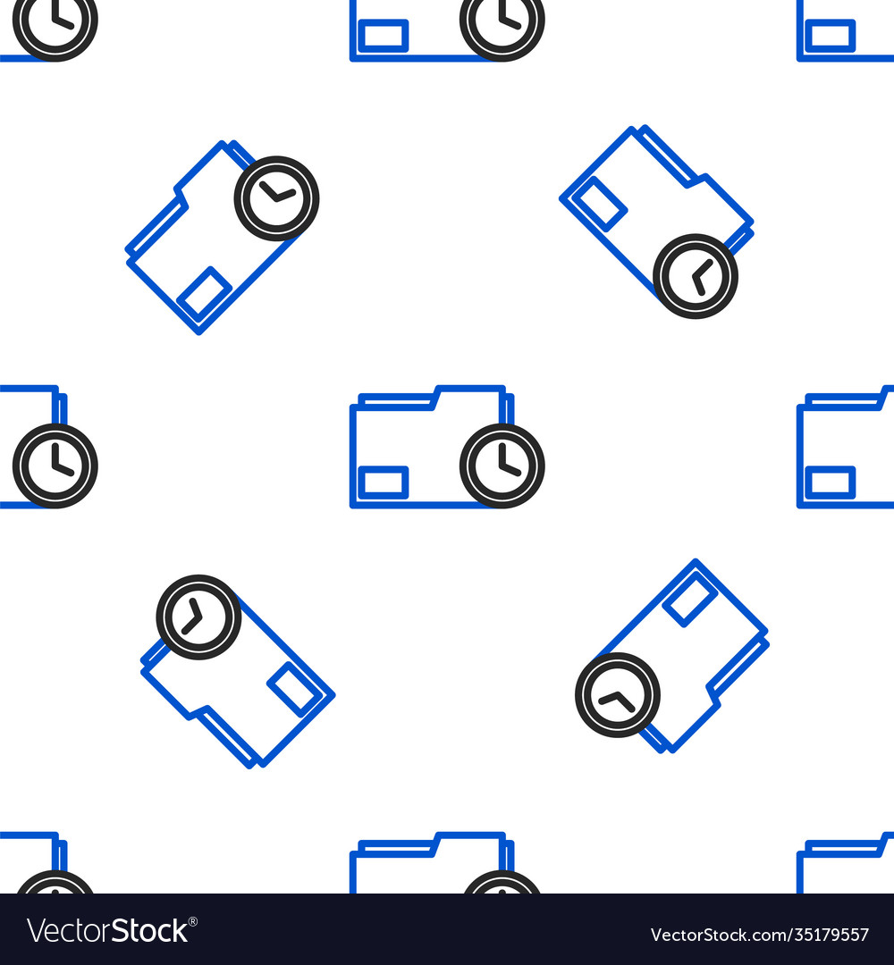 Line document folder with clock icon isolated