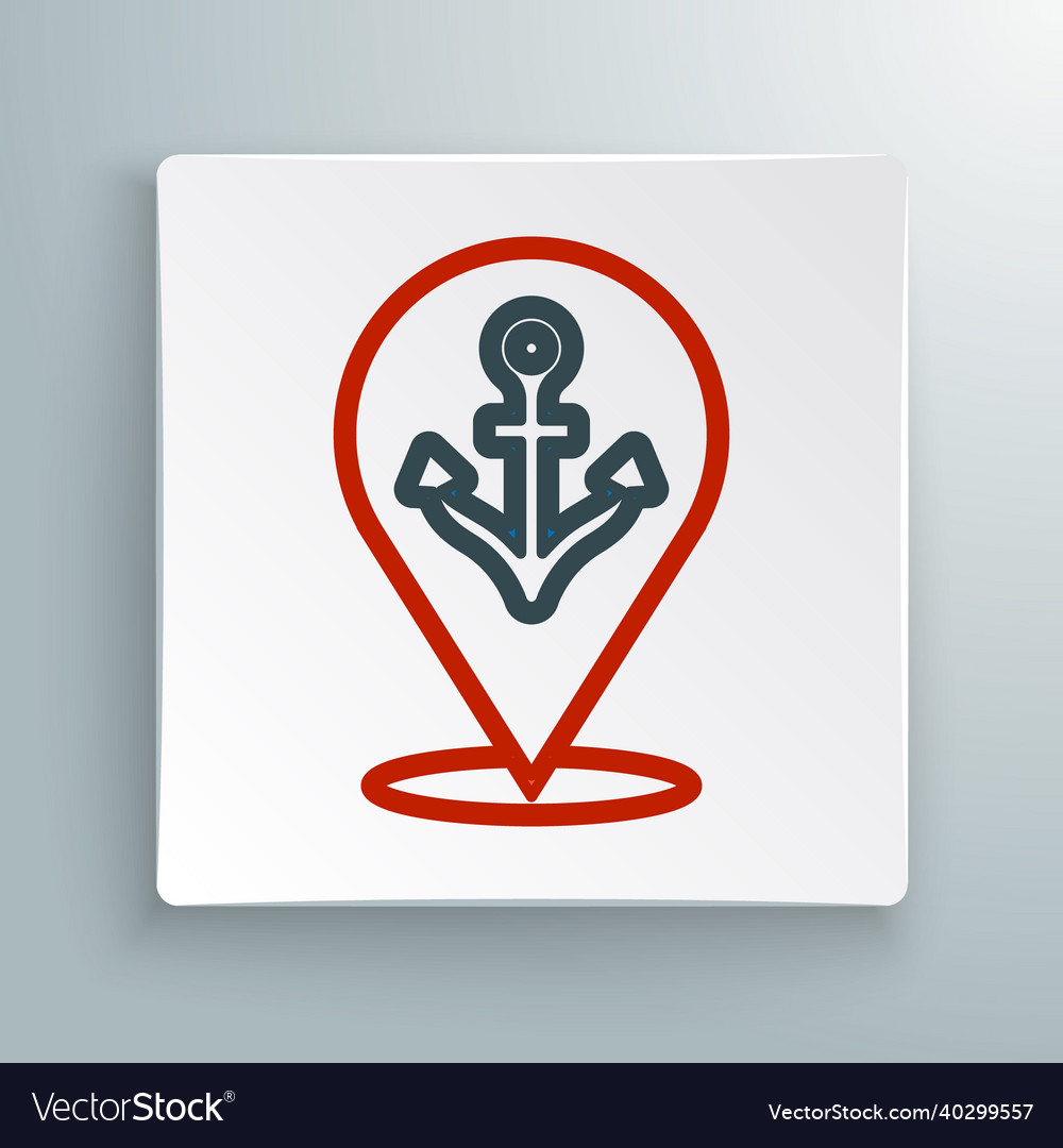 Linienkartenzeiger mit Ankersymbol isoliert vector image Linienkartenzeiger mit Ankersymbol isoliert
