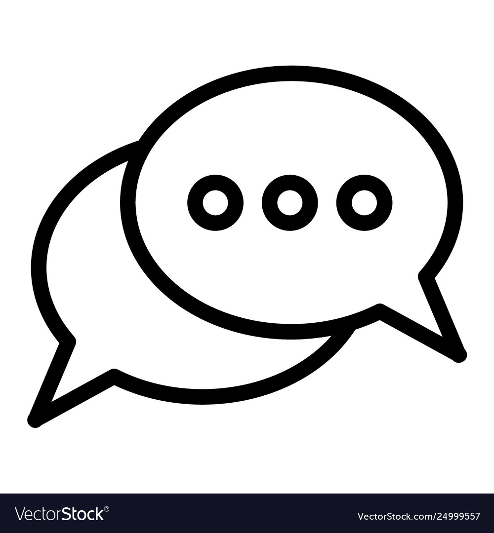 Oval speech bubble with three points line icon vector image Oval speech bubble with three points line icon