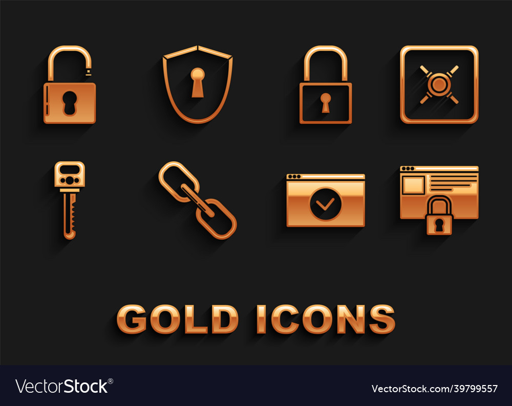 Set chain link safe secure your site with https vector image Set chain link safe secure your site with https