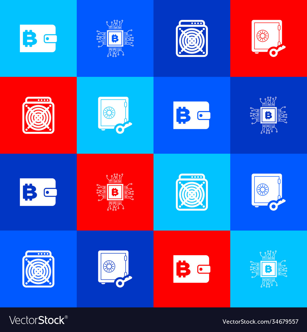 Set cryptocurrency wallet cpu mining farm asic vector image Set cryptocurrency wallet cpu mining farm asic