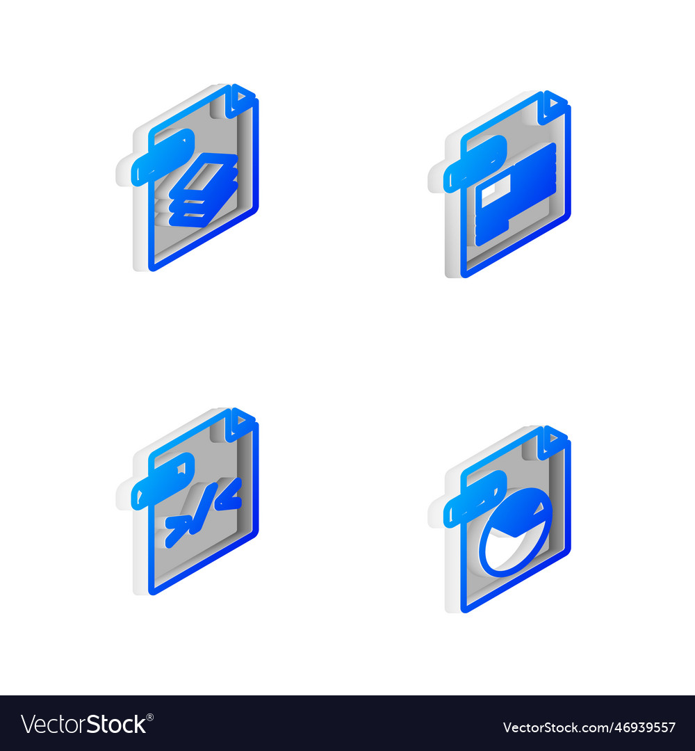 Set isometric line pdf file document psd xsl