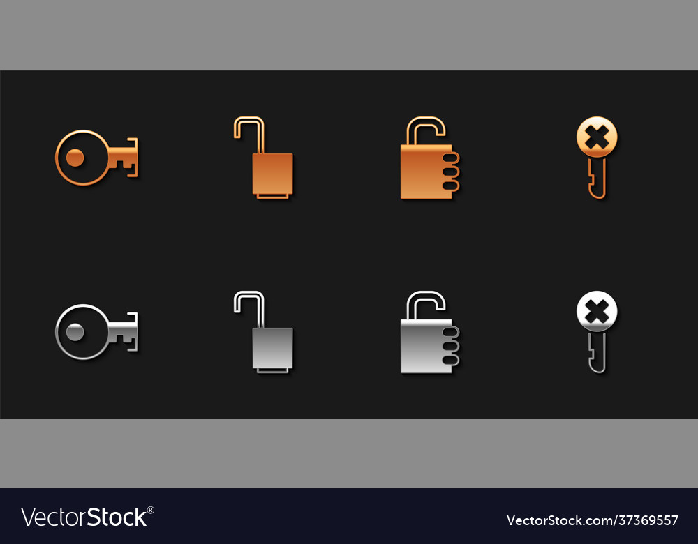 Set key open padlock safe combination and wrong Vector Image Set key open padlock safe combination and wrong