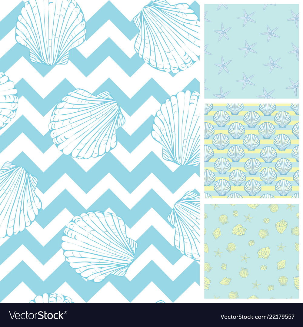 Set of sea and nautical seamless patterns