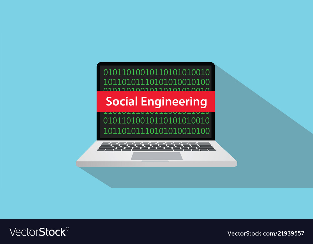 Social engineering concept with laptop computer