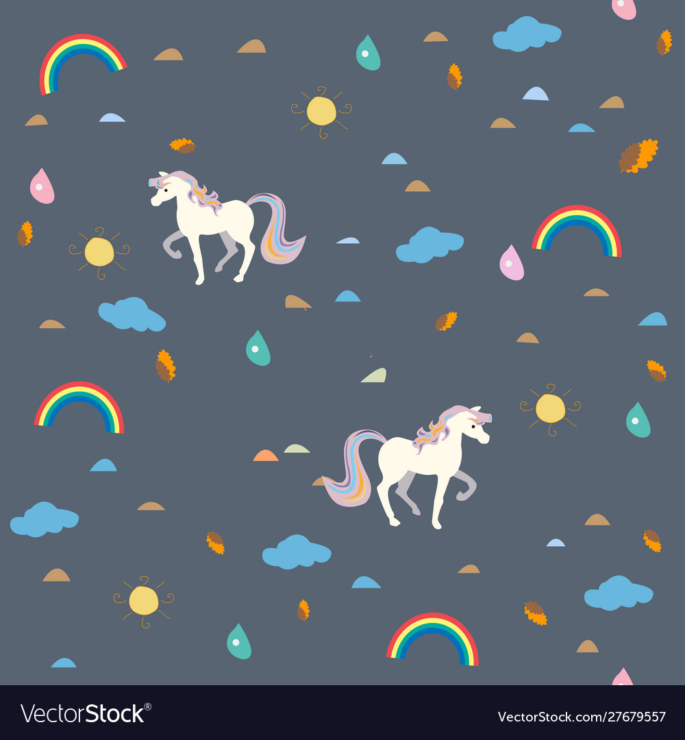 Unicorn seamless pattern with decorative elements vector image Unicorn seamless pattern with decorative elements