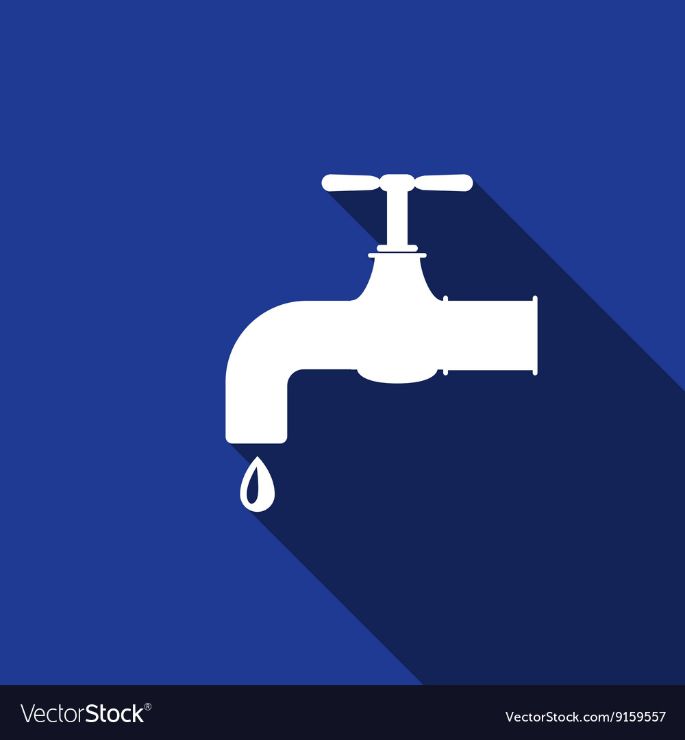 Water tap icon with long shadow