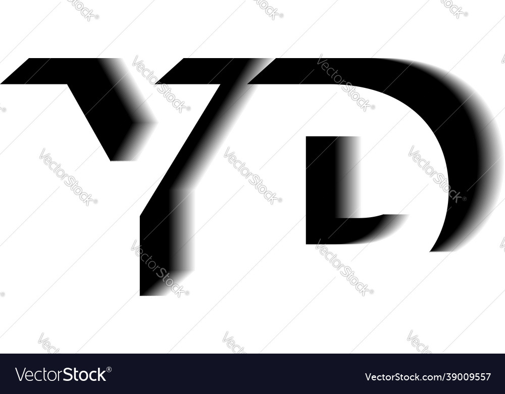 Yd monogram shadow shape style Royalty Free Vector Image