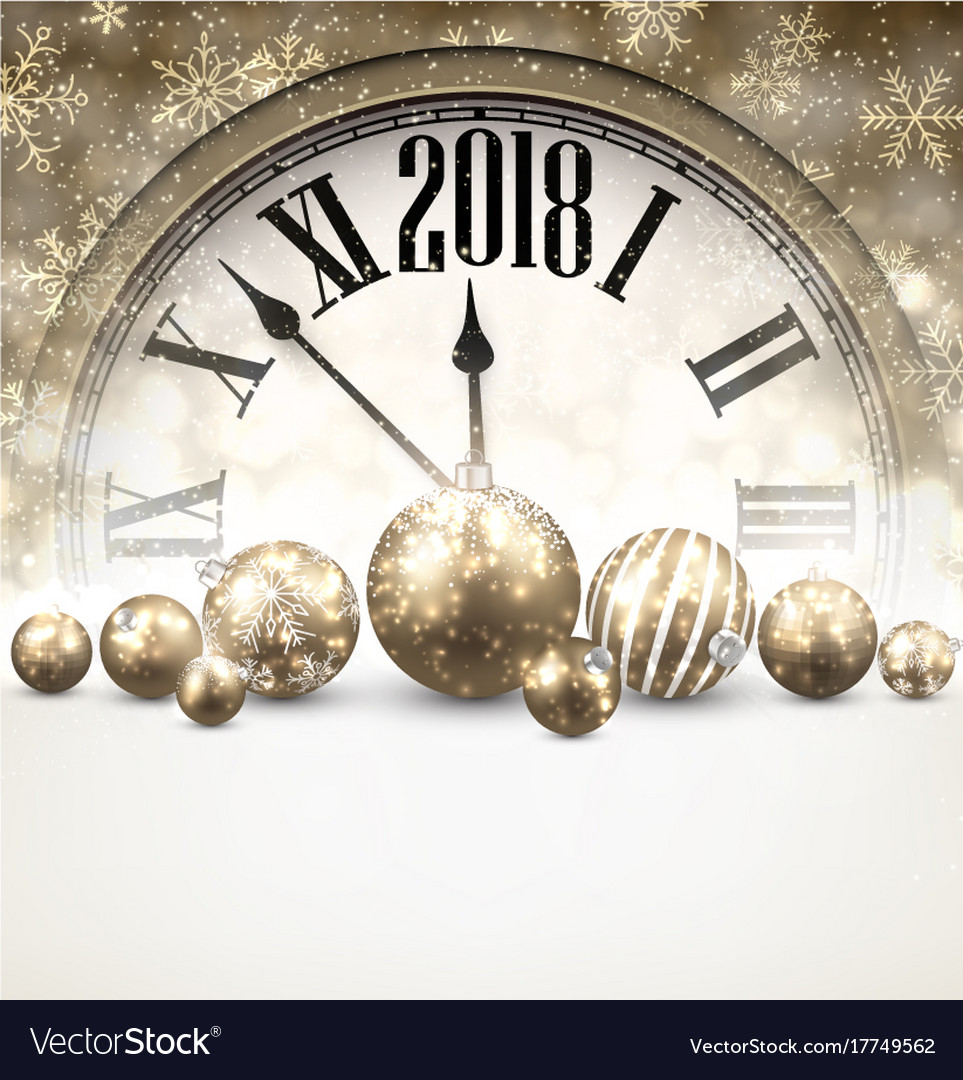 2018 new year background with clock