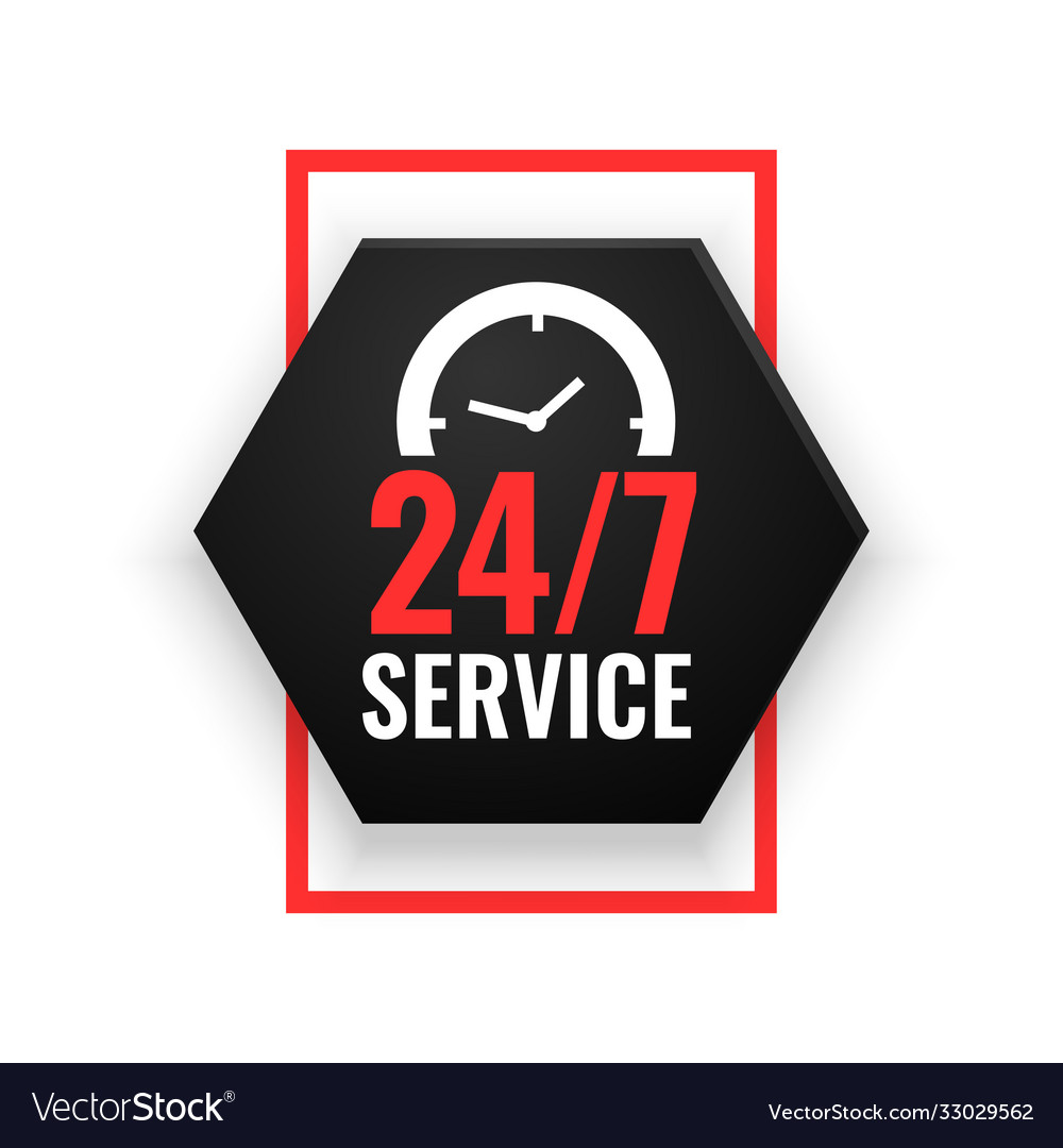 24 hour service background with clock design