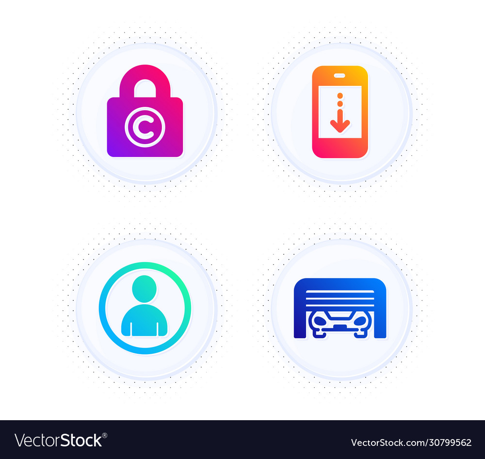 Avatar copyright locker and scroll down icons set Vector Image Avatar copyright locker and scroll down icons set