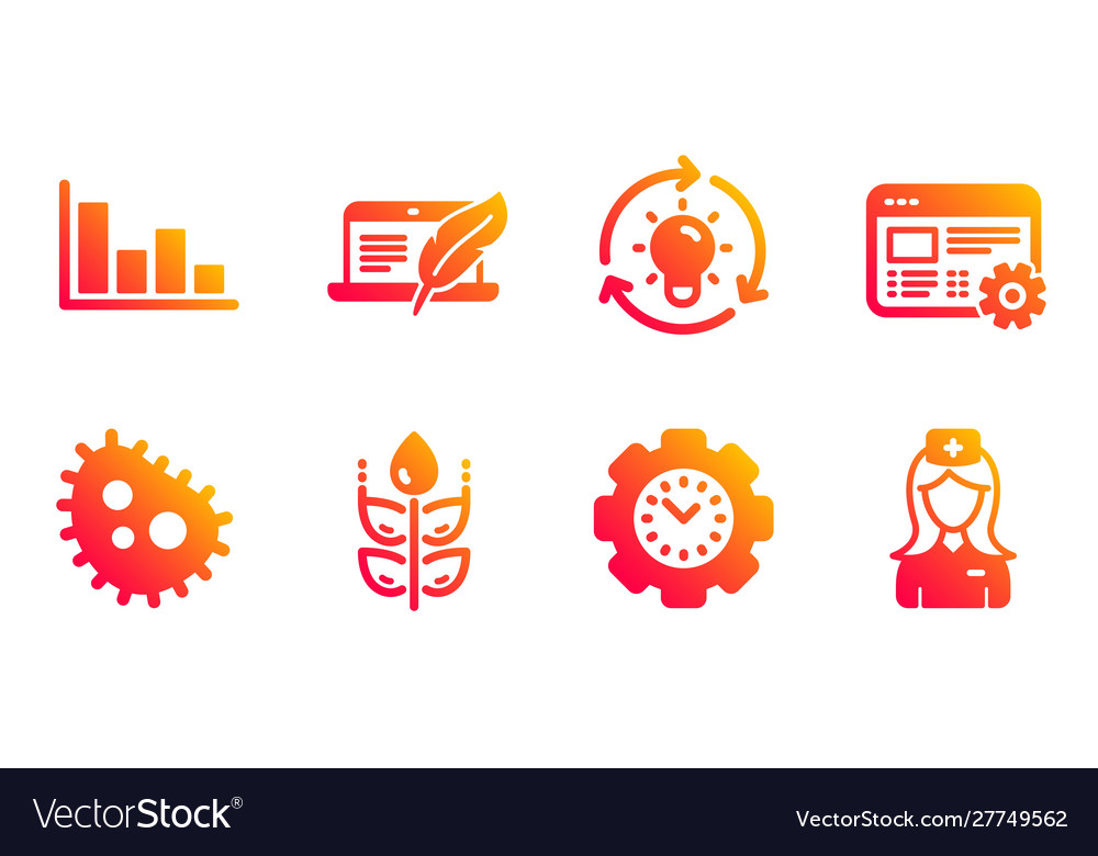 Bacteria web settings and time management icons vector image Bacteria web settings and time management icons