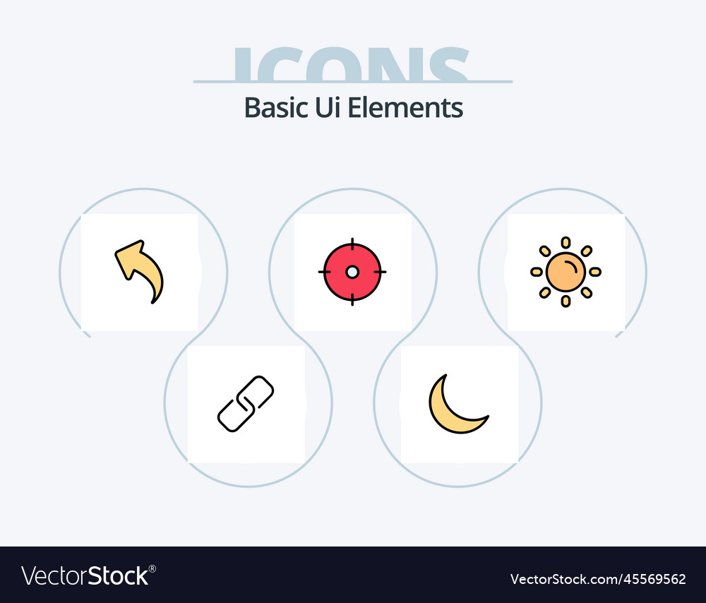 Basic ui elements line filled icon pack 5