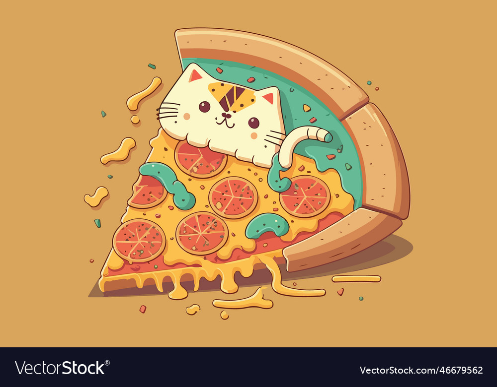 Cat pizza Royalty Free Vector Image - VectorStock