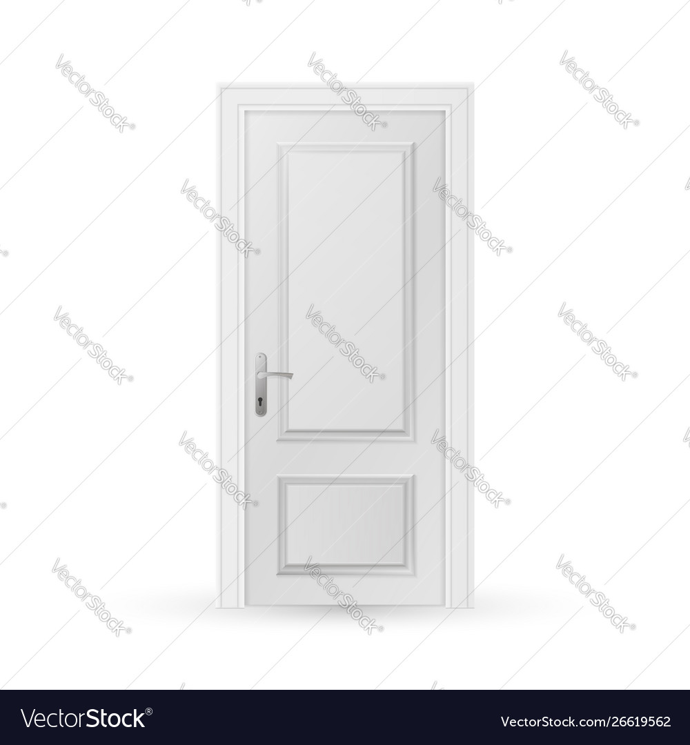 Closed white entrance door isolated Royalty Free Vector