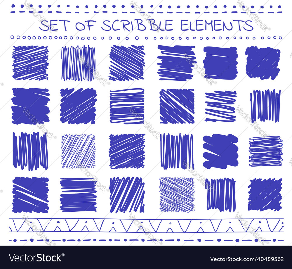 Collection of scribbled lines in hand drawn style vector image Collection of scribbled lines in hand drawn style