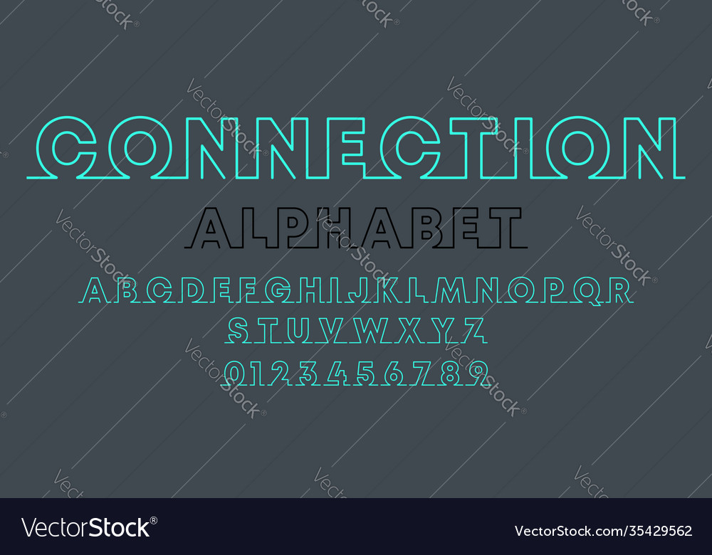 Connection alphabet template set letters Vector Image