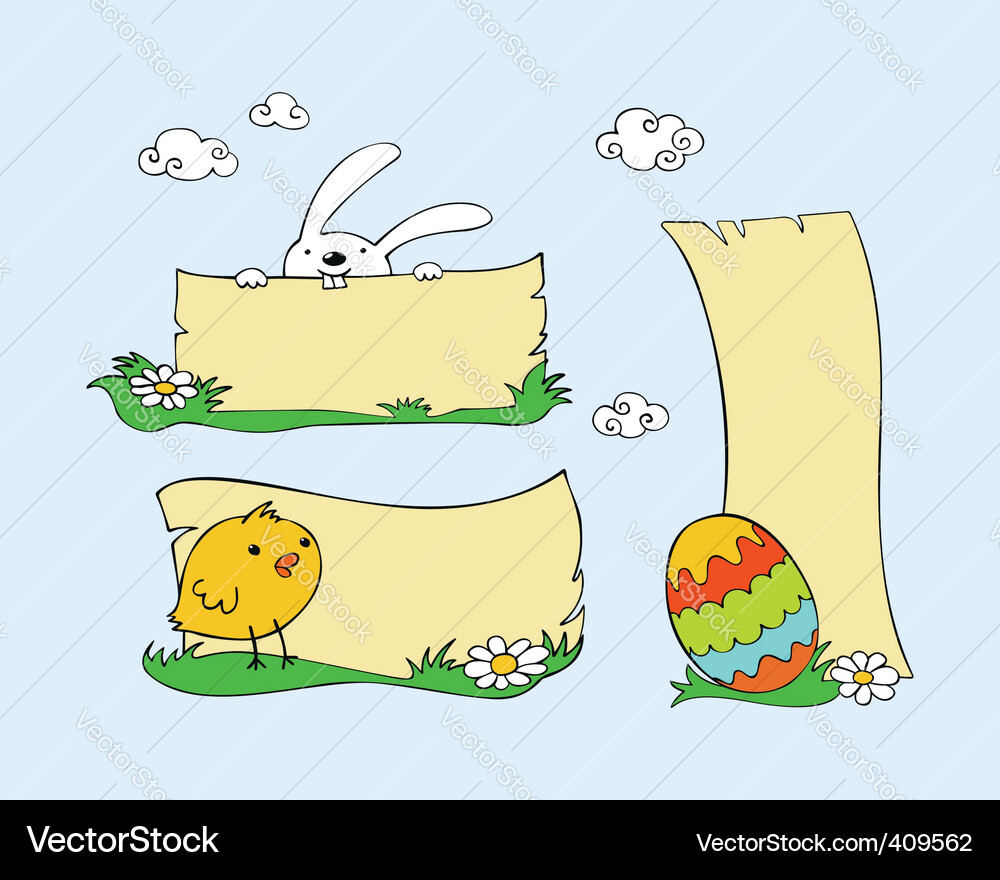 Cute Easter Bunny Banner Set Royalty Free Vector Image