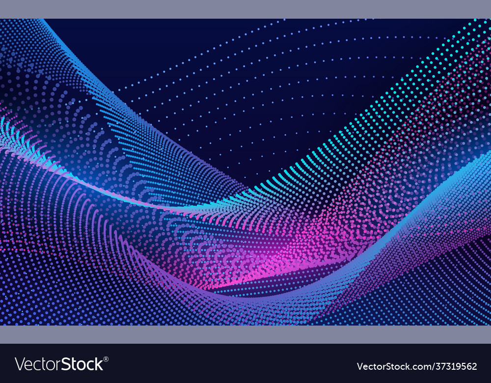 Dynamic particles sound wave flowing over dark