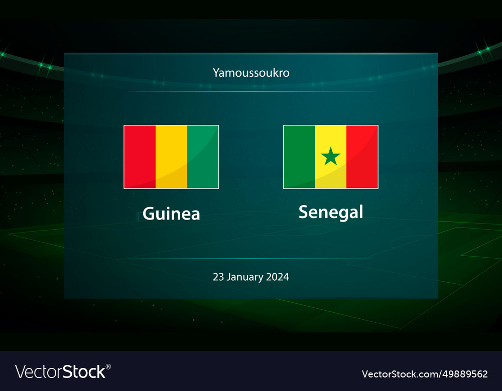 Guinea Vs Senegal Football Scoreboard Broadcast Vector Image