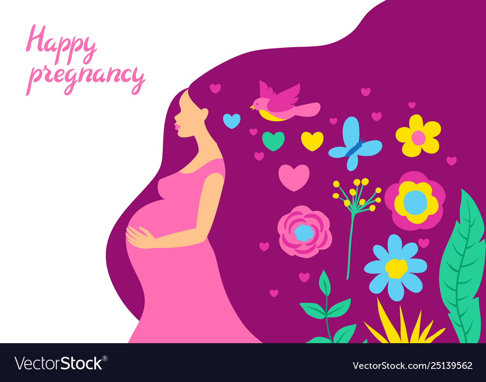 Happy Pregnancy Pretty Pregnant Woman Royalty Free Vector