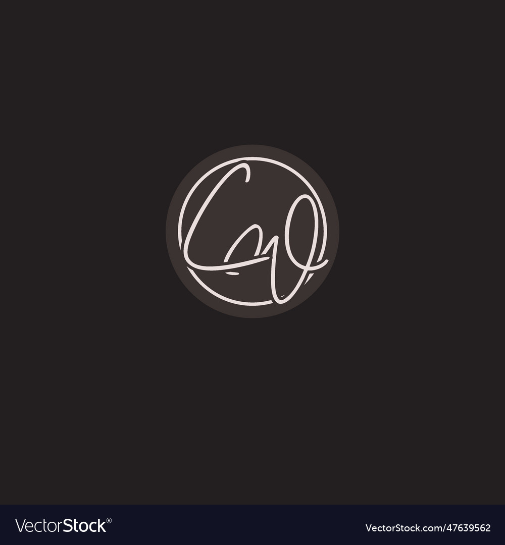 Initials cw logo monogram with simple circle line