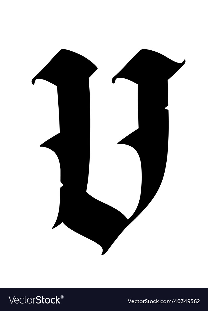 Letter v in the gothic style alphabet symbol