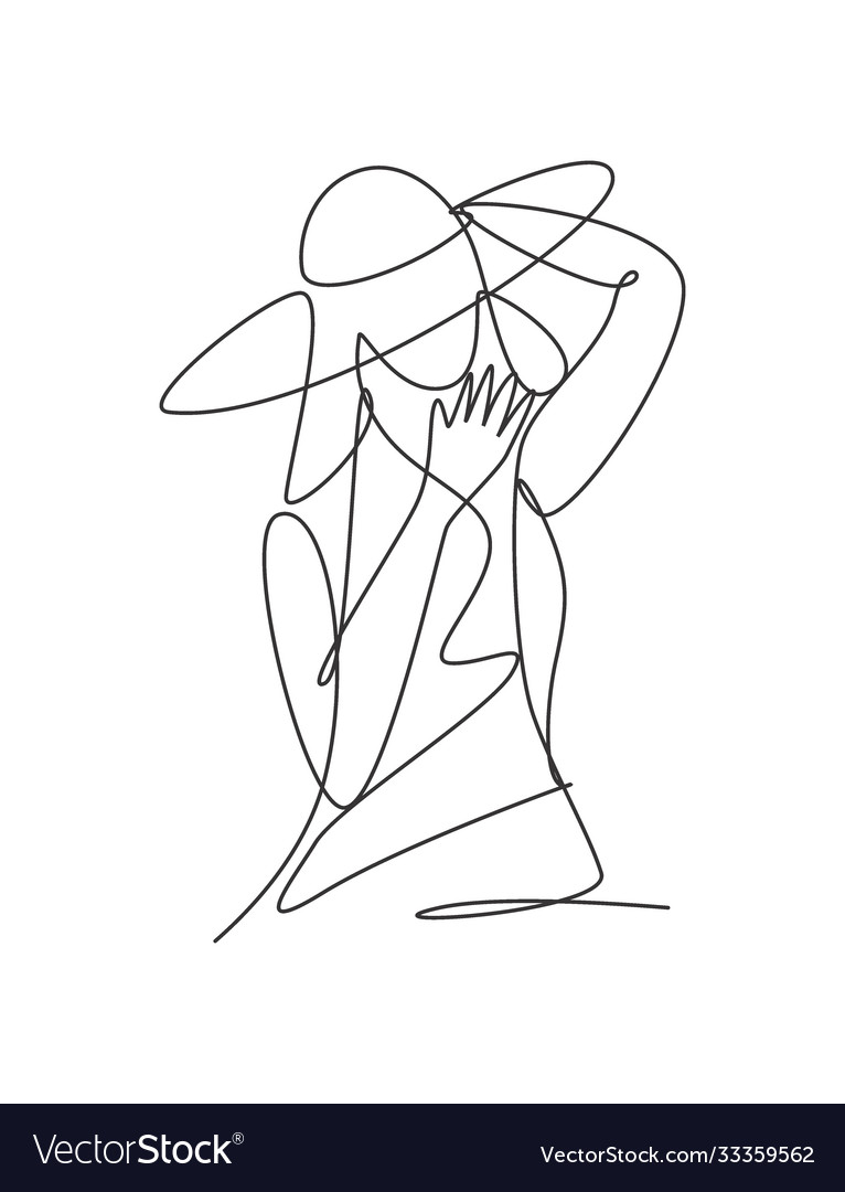 One Continuous Line Drawing Beauty Woman Feminine Vector Image 0573