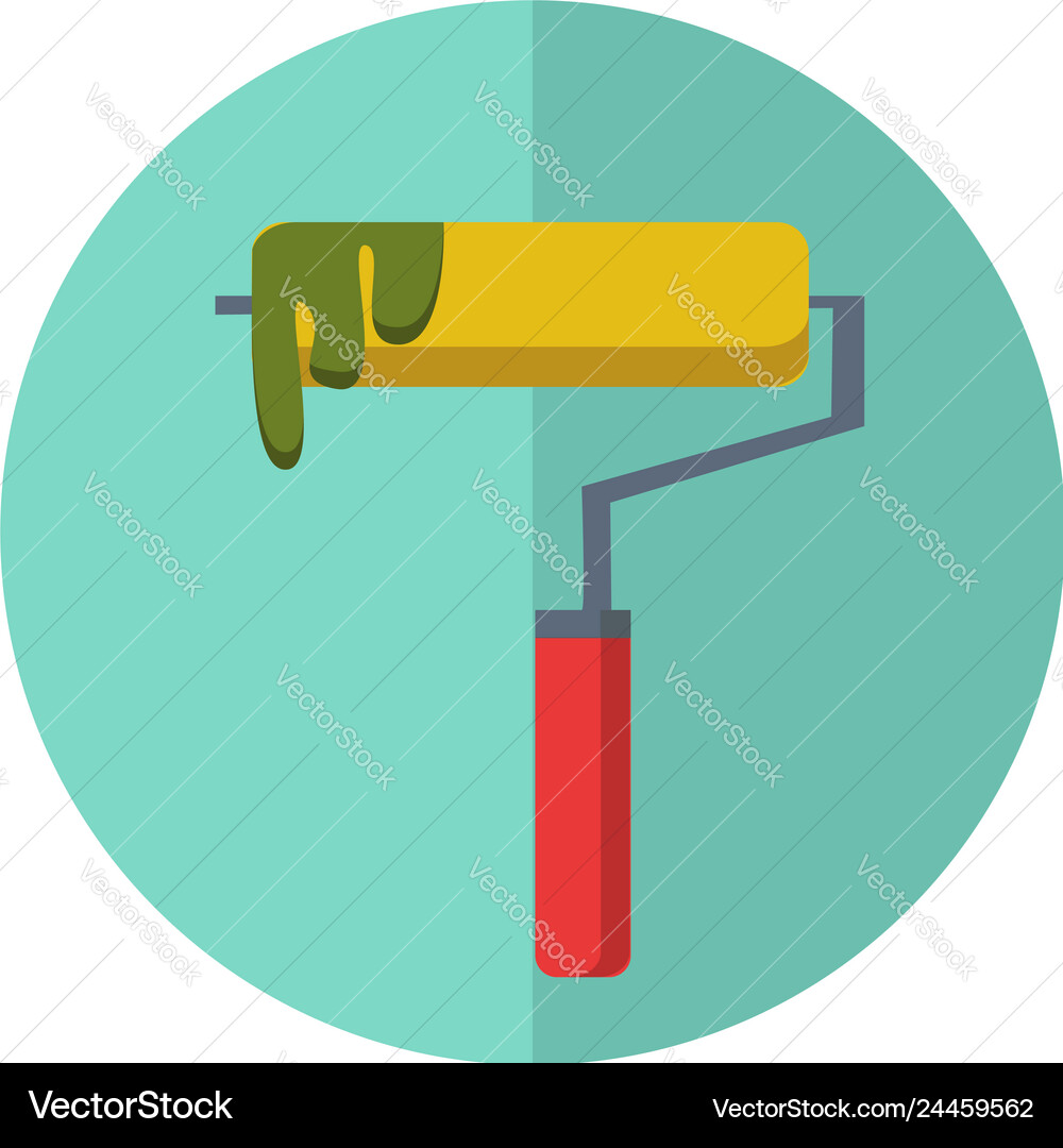 Paint roller brush with green or color Royalty Free Vector