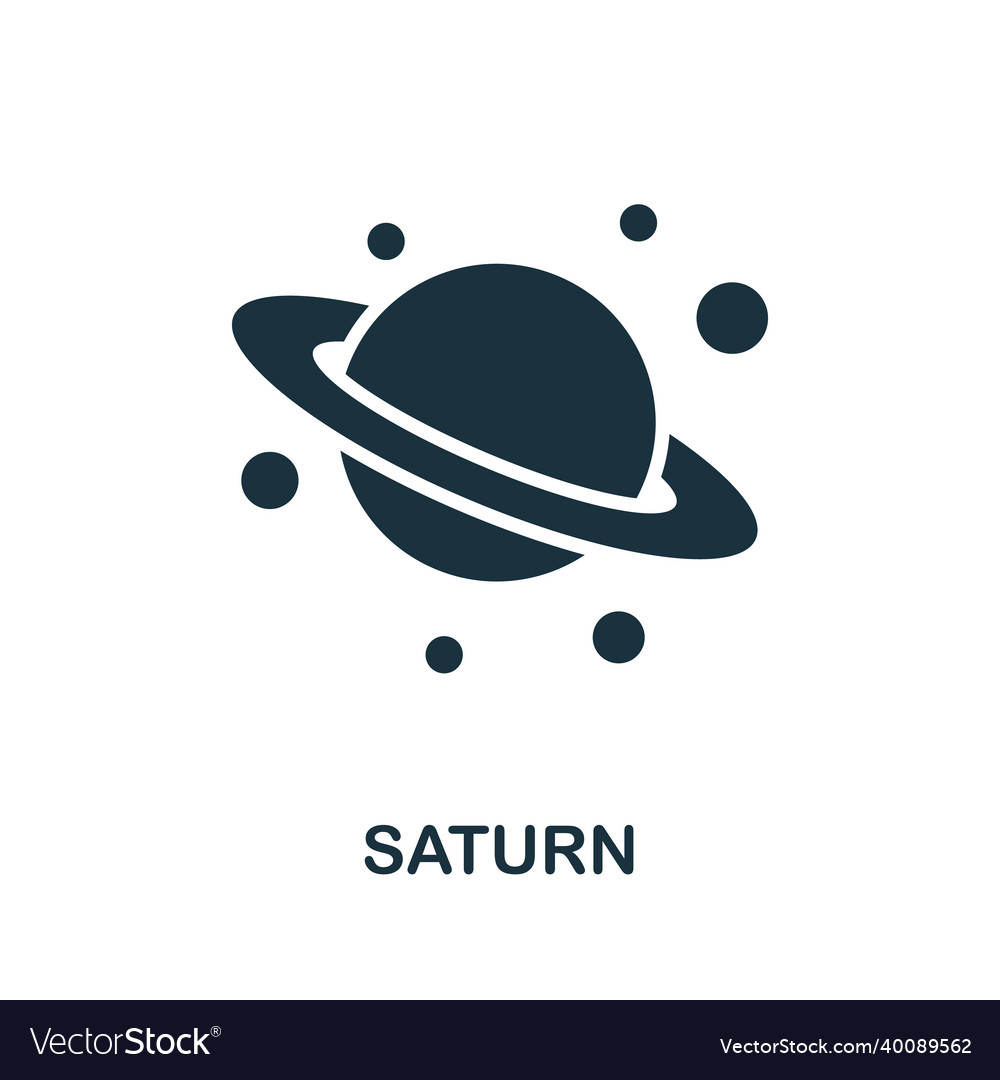 Saturn icon monochrome sign from space collection Vector Image