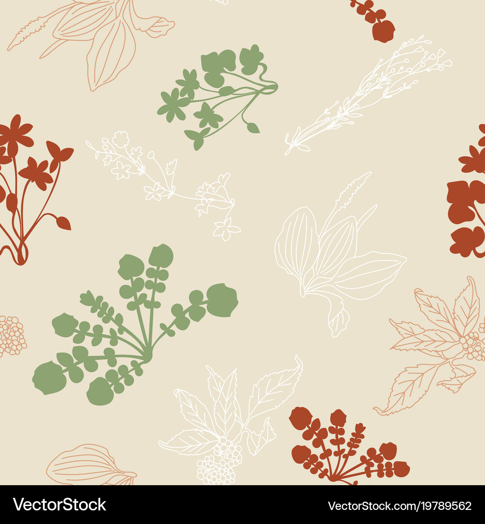 Seamless pattern with silhouettes flowers and Vector Image