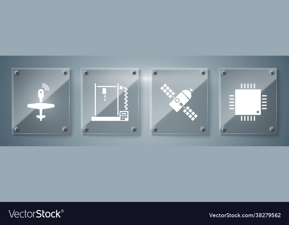 Set processor with microcircuits cpu satellite vector image Set processor with microcircuits cpu satellite