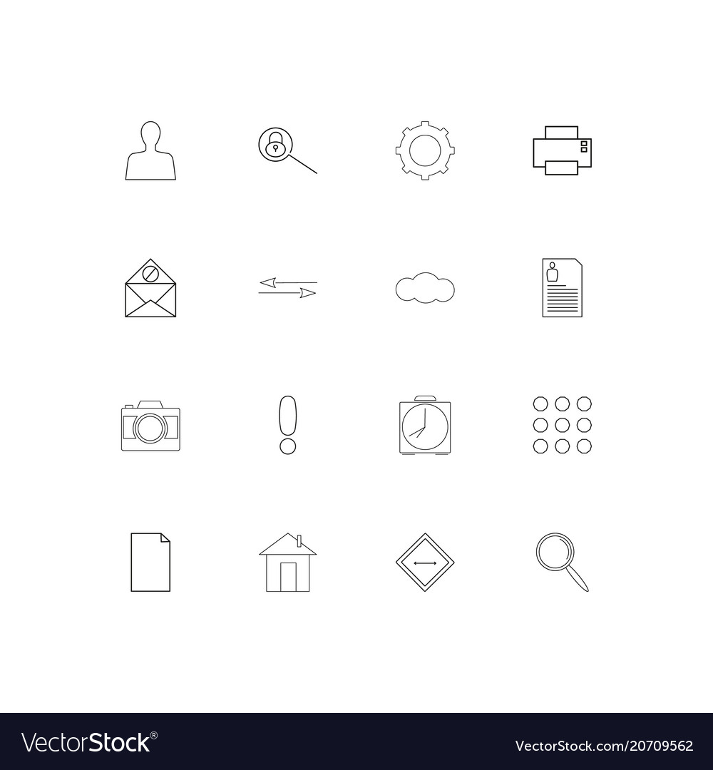 Signs and symbols simple linear icons set