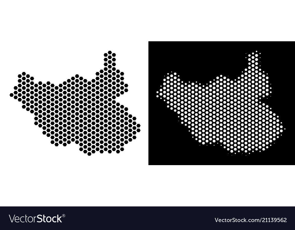 South sudan map hexagonal scheme vector image South sudan map hexagonal scheme