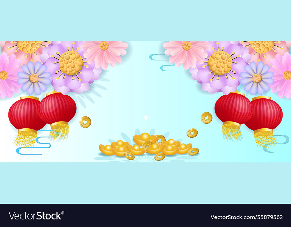 Spring lantern festival greetings with chinese vector image Spring lantern festival greetings with chinese