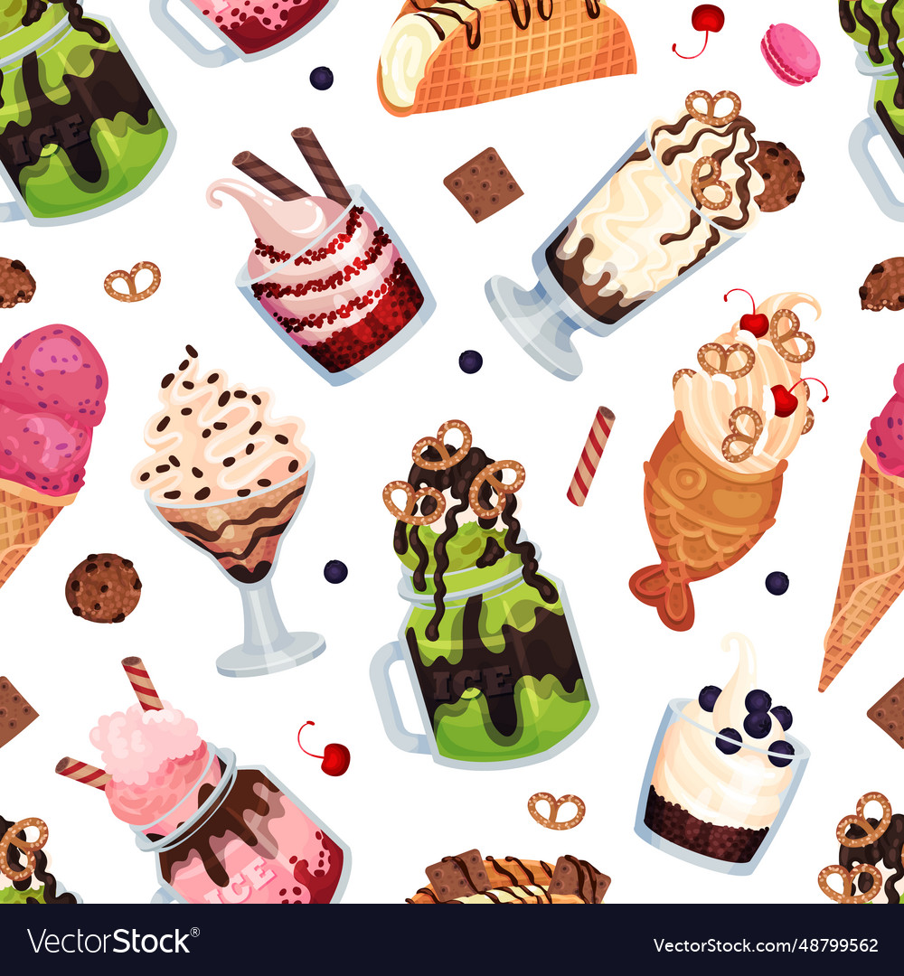 Tasty ice cream food seamless pattern design