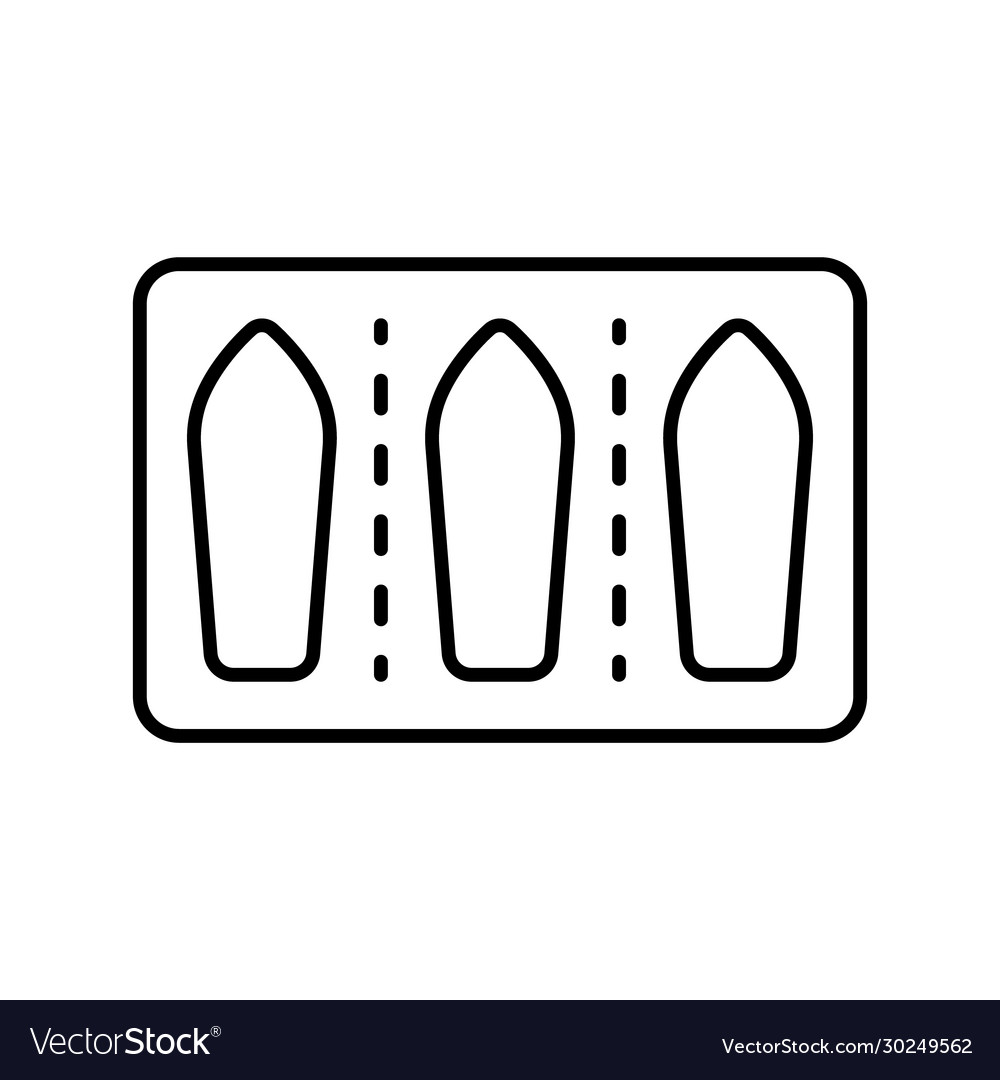 Vaginal suppositories in blister pack linear icon vector image Vaginal suppositories in blister pack linear icon