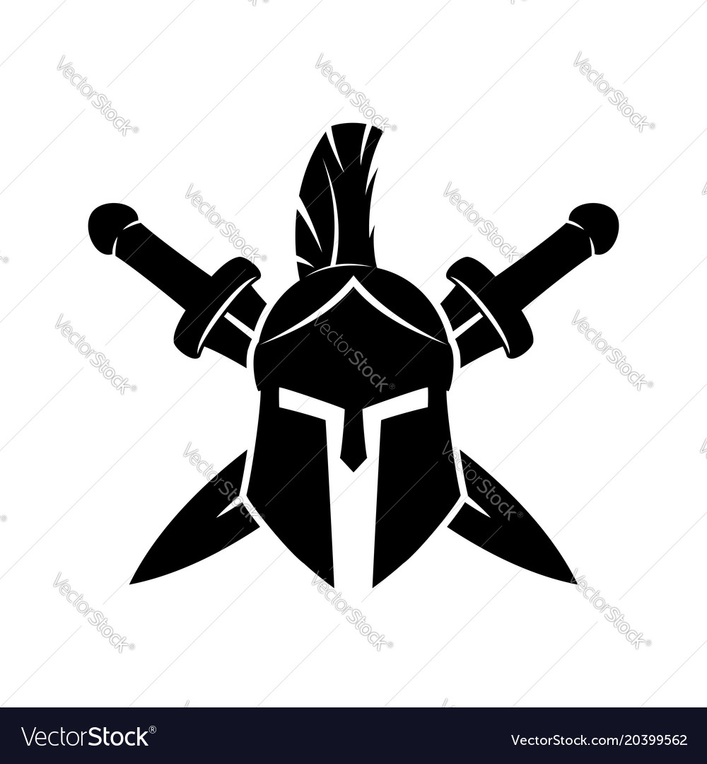 Warrior helmet and swords Royalty Free Vector Image