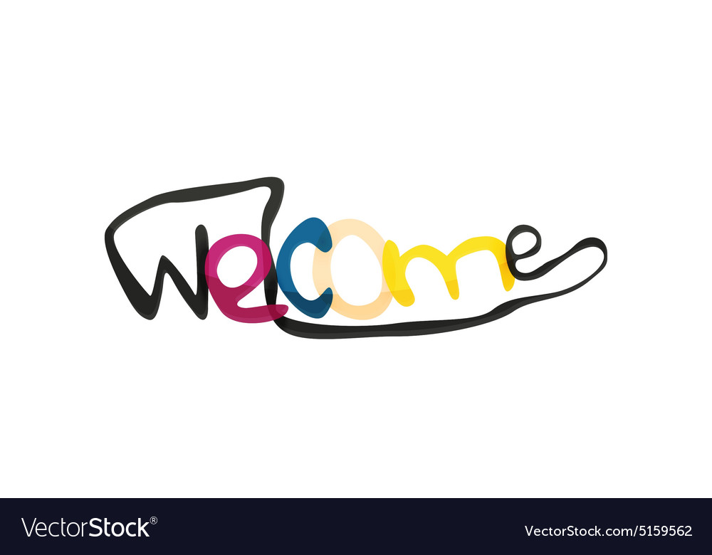 Welcome word drawn lettering typographic element Vector Image