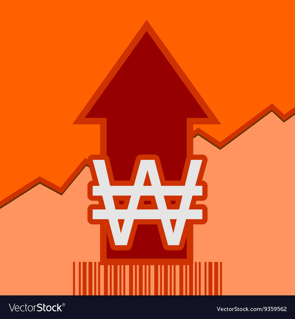 Won sign on grow up arrow and bar code
