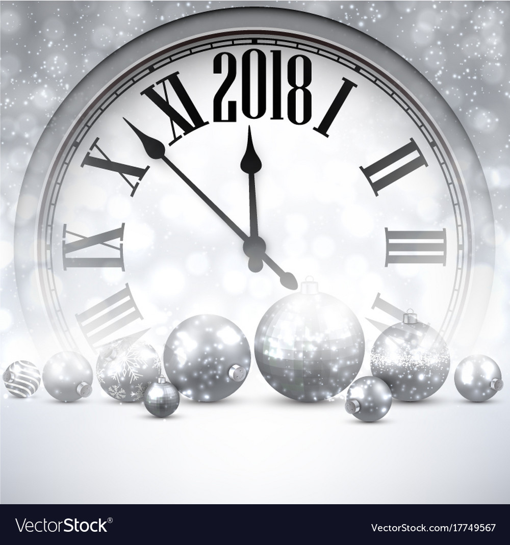2018 new year background with clock