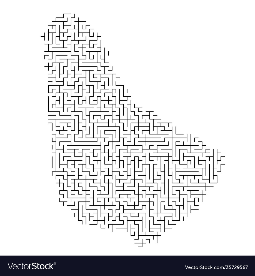 Barbados map from black pattern maze grid vector image Barbados map from black pattern maze grid