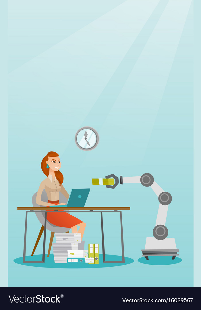 Caucasian developer programming a robotic hand