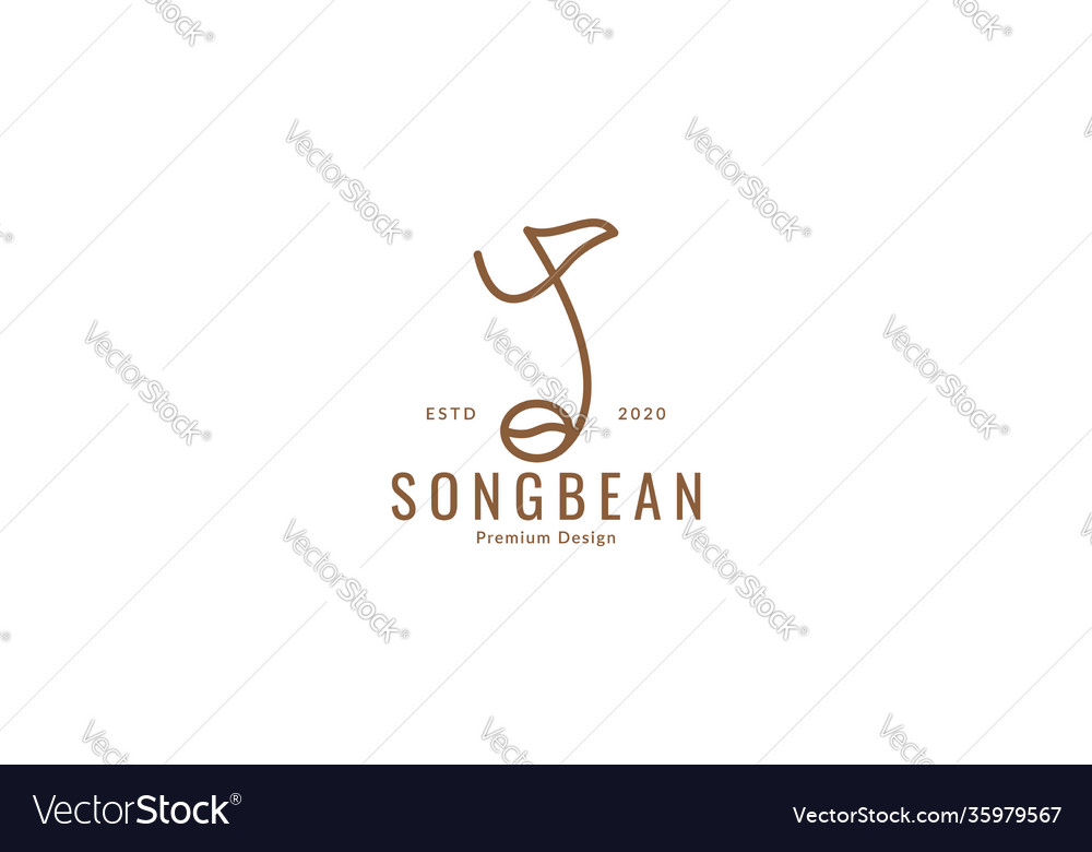 Coffee bean with notes music line logo symbol