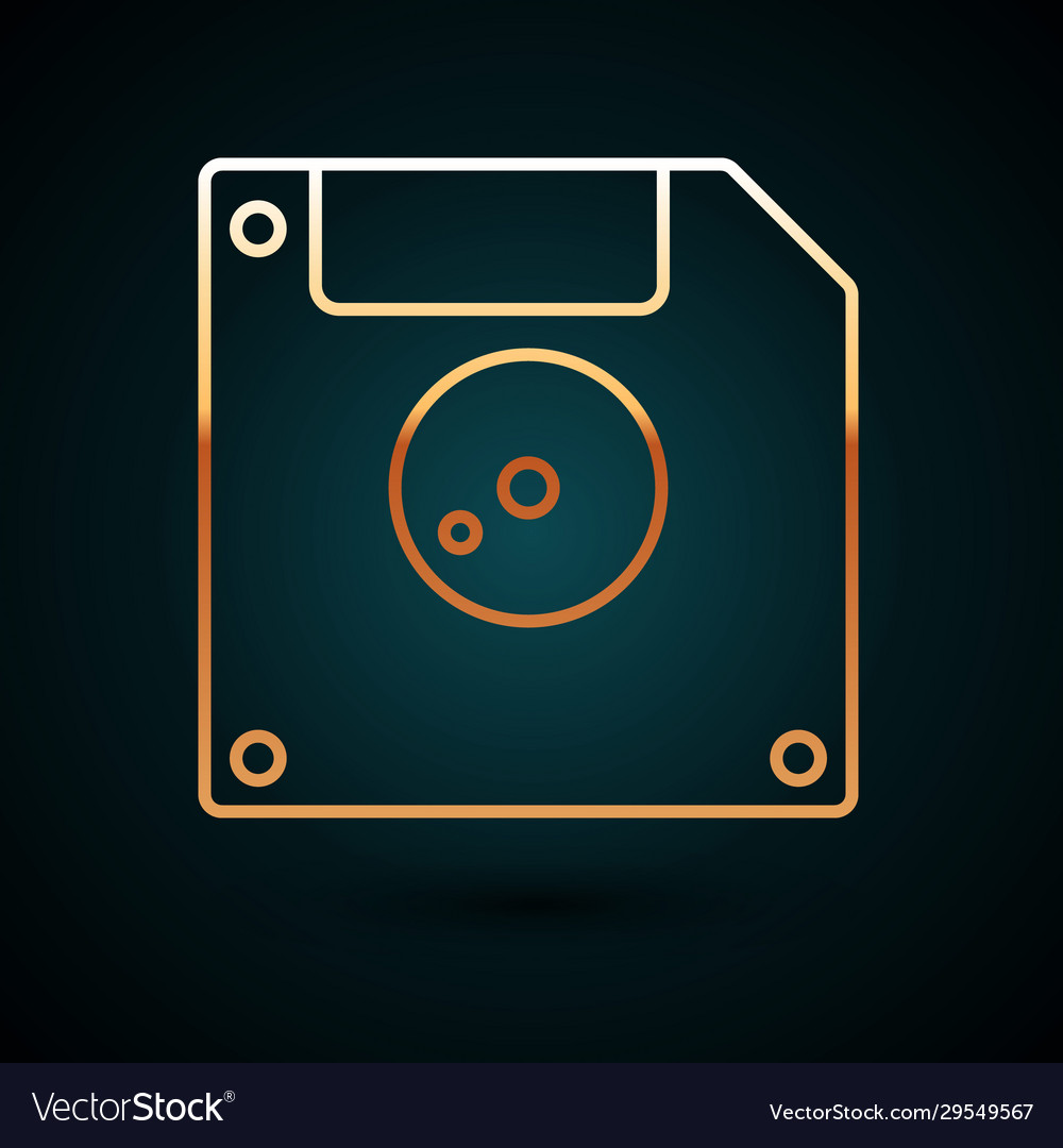 Gold line floppy disk for computer data storage Vector Image Gold line floppy disk for computer data storage