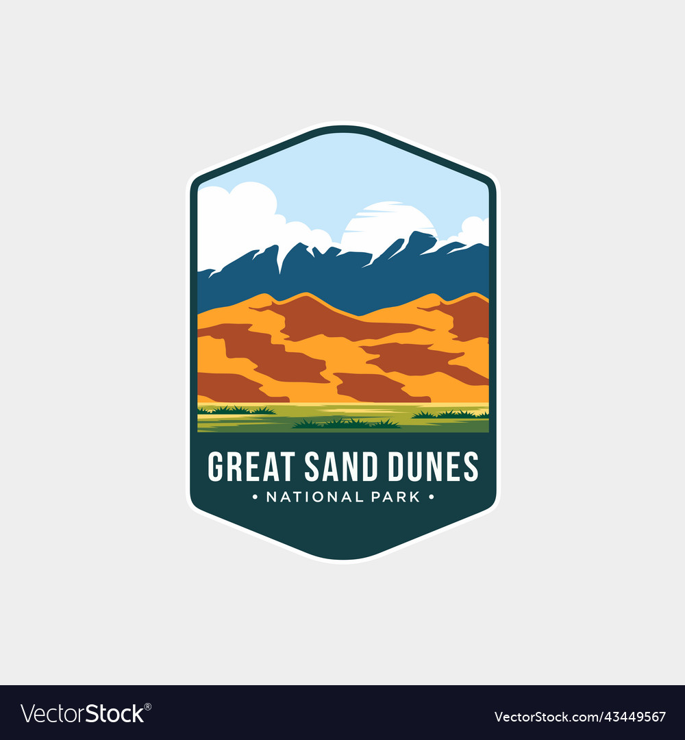 Great sand dunes national park emblem patch logo Vector Image