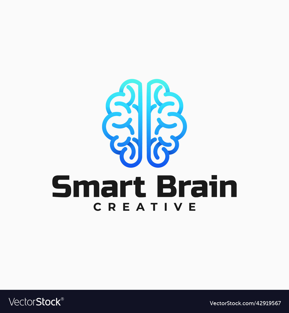 Logo smart brain gradient line art style Vector Image