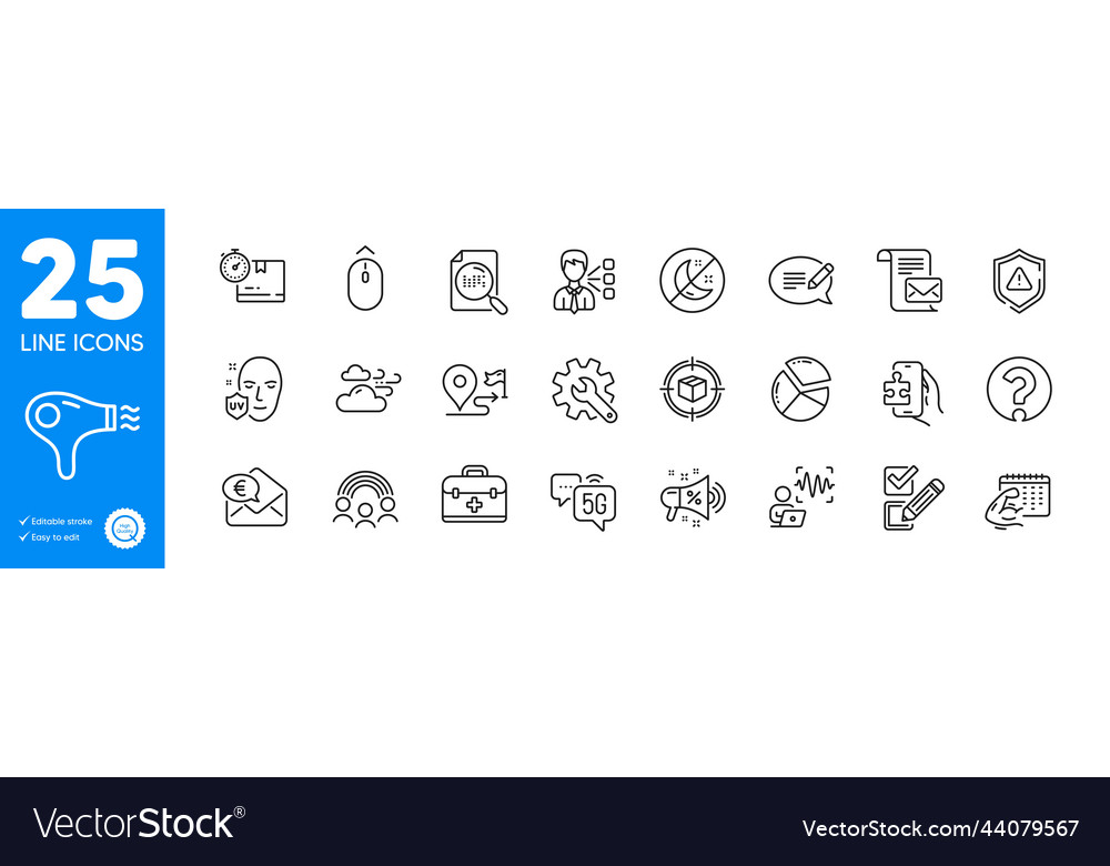 Outline icons set inclusion question mark vector image Outline icons set inclusion question mark
