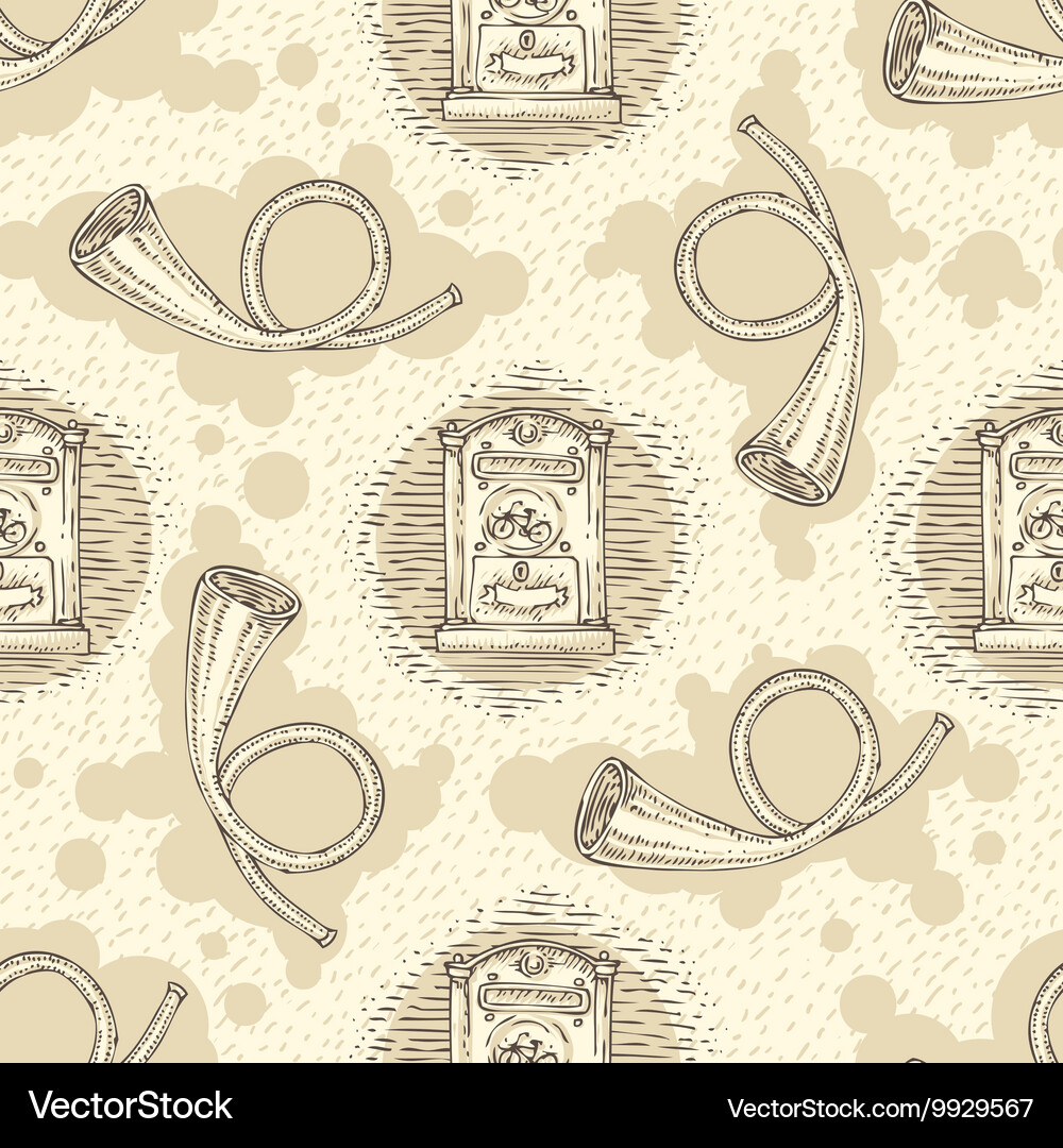Seamless pattern with retro mailboxes Royalty Free Vector