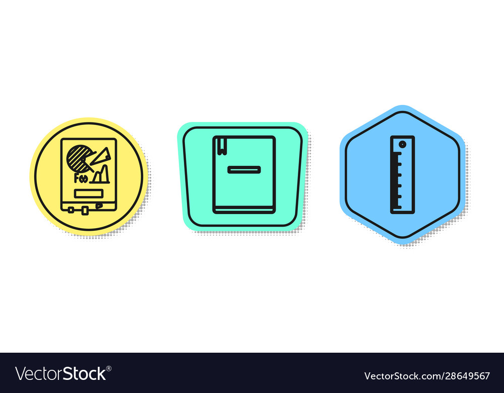 Set line board with graph chart notebook vector image Set line board with graph chart notebook